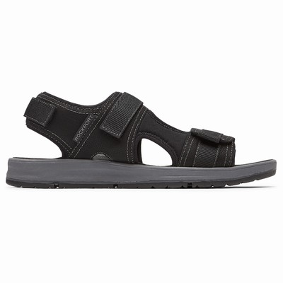 Rockport Lucky Bay Sport 3 Strap Sandalen Herren Schwarz XGD-721540